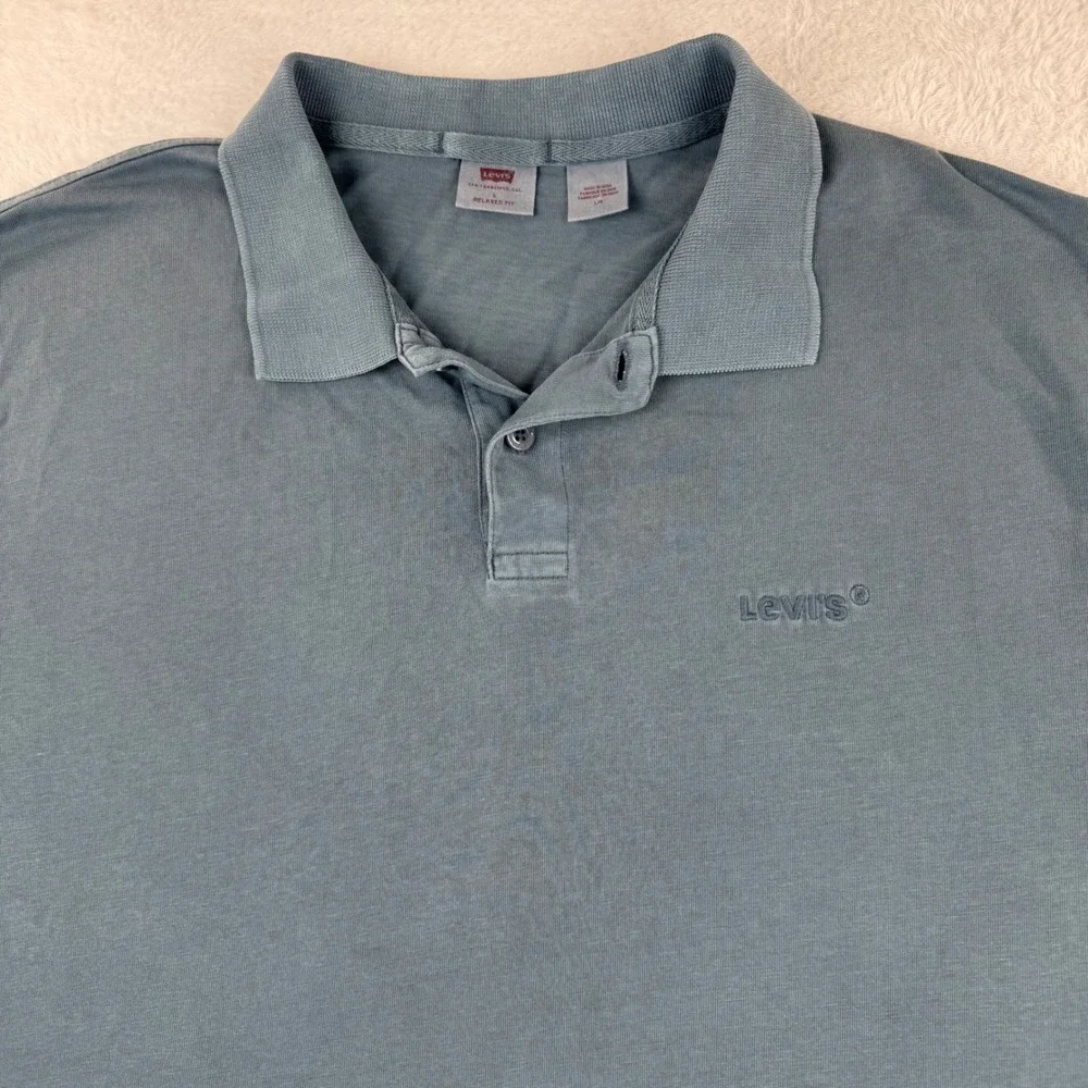 Levi's Polo Shirt Mens Large Blue-Grey Relaxed Fit Short Sleeve Embroidered Logo